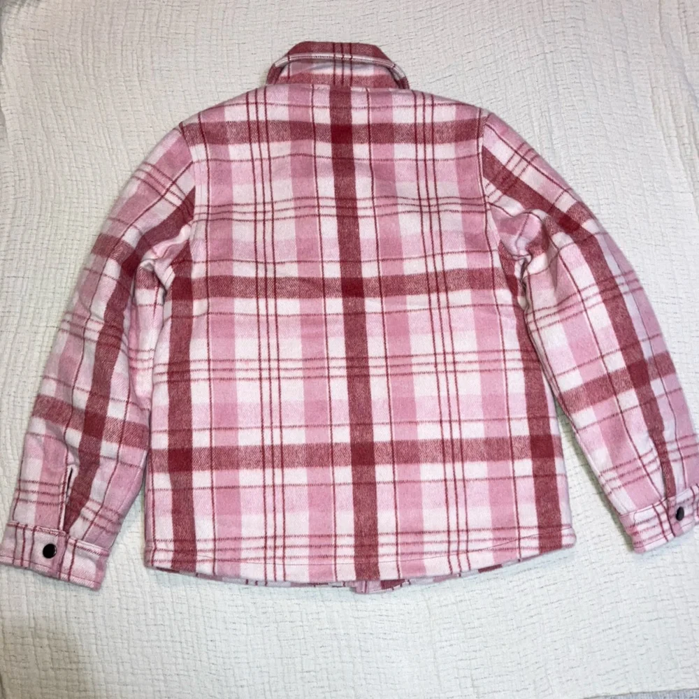 Girl’s Large Fleece jacket Quilted Lining Pink Plaid Sweet Stories NWT